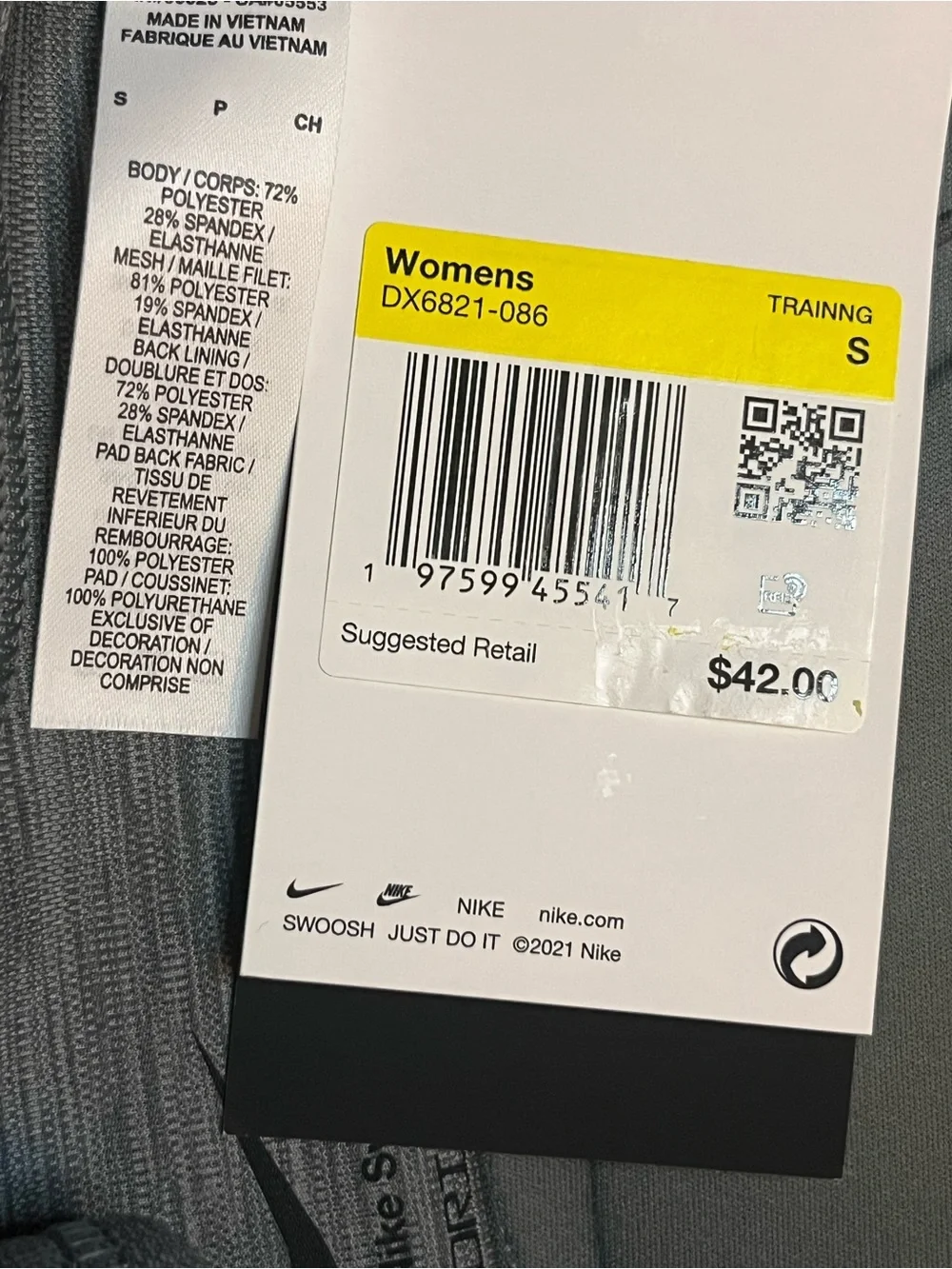 Nike Swoosh Women’s Small Padded Racerback Medium Support Sports Bra Gray